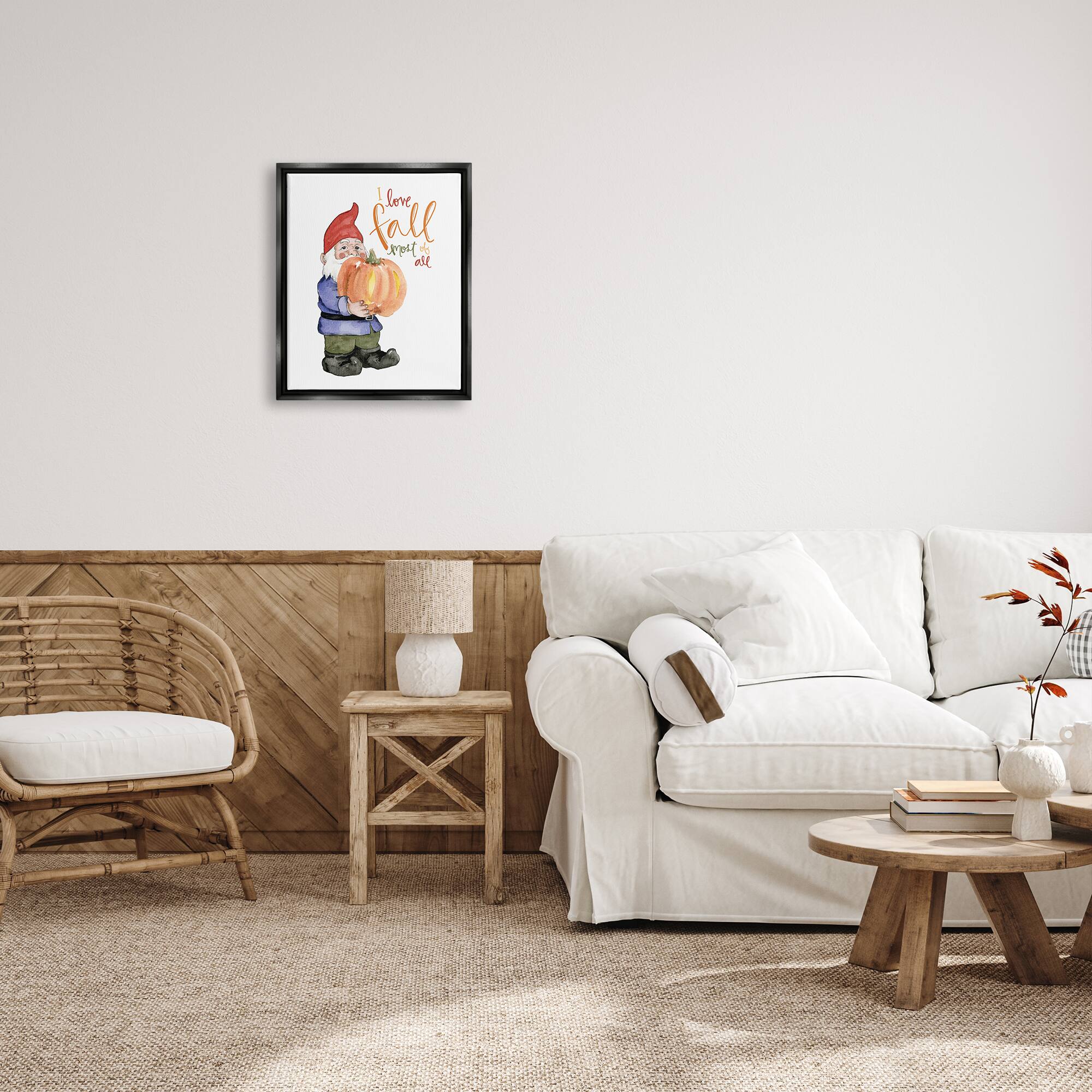 Stupell Industries I Love Fall Most Of All Gnome Framed Floater Canvas Wall Art